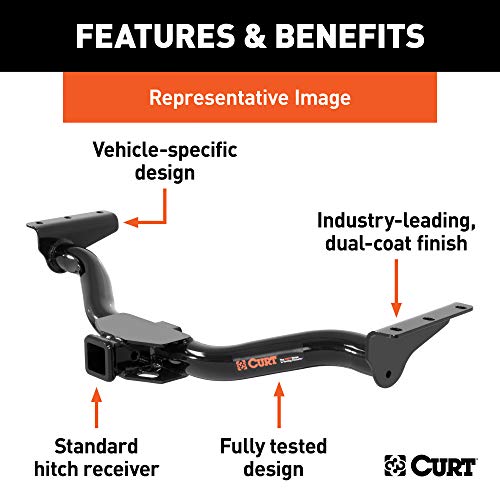 CURT 13577 Class 3 Trailer Hitch, 2-Inch Receiver, Fits Select Nissan Murano, GLOSS BLACK POWDER COAT