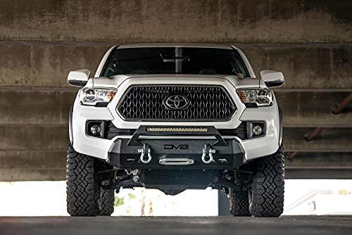 Center Mount Front Bumper for 2016-2023 Toyota Tacoma | No Cutting Required | Winch Mount Included | Integrated Bull Bar | Welded Light Tabs | Optional Light Hoop 20" Slim LED Light Bar | DV8 Offroad