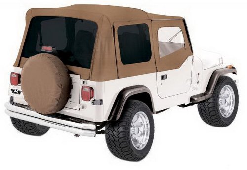 Rampage Complete Soft Top | Vinyl, Spice Denim with Tinted Windows, includes Frame & Hardware | 68217 | For 1987 - 1995 Jeep Wrangler YJ, with Soft Upper Doors
