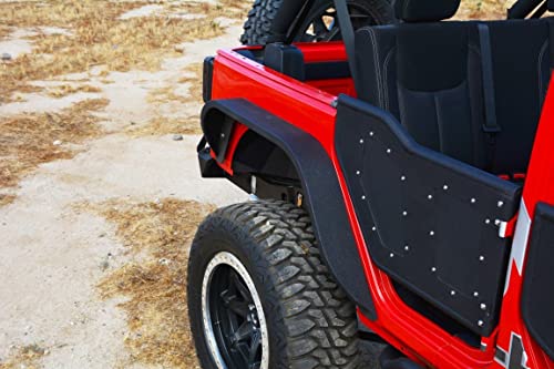 DV8 Offroad | FENDB-06 | Fender Flare Set fits 2007-2018 Wrangler JK | Steel Construction | Flat Top Design | Slim Width | Complete Set of 4