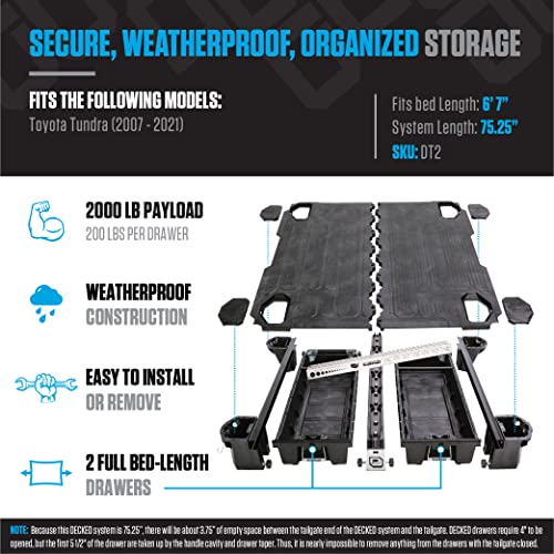 DECKED Toyota Truck Bed Storage System Includes System Accessories |