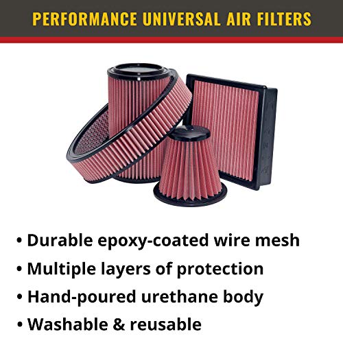 Airaid 721-472 Universal Clamp-On Air Filter: Oval Tapered; 6 Inch (152 mm) Flange ID; 9 Inch (229 mm) Height; 10.75 x 7.75 Inch (273 mm x 197 mm) Base; 7.25 x 4.25 Inch (184 mm x108 mm) Top