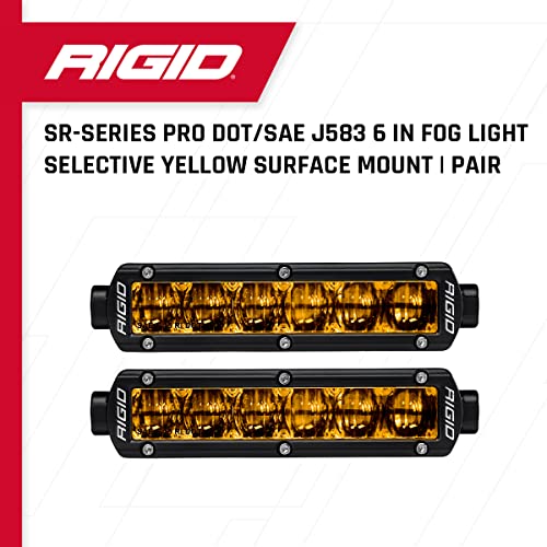 Rigid Industries 906704 SR-Series DOT/SAE J583 6-inch Selective Yellow LED Fog Light Pair