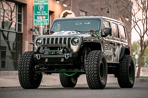 FS-25 Front Bumper for Jeep Wrangler | Stubby Profile | Winch Plate & D-Rings Included | Integrated Bull Bar | Front Bumper Adapter Required for Jeep Wrangler JL & Gladiator JT | DV8 Offroad