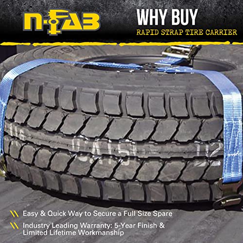 N-Fab Bed Mounted Rapid Strap Tire Carrier With Black Strap | Gloss Black | BM1TSBK | Universal