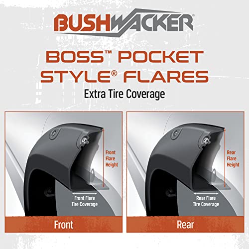 Bushwacker Boss Pocket/Rivet Style Front & Rear Fender Flares | 4-Piece Set, Black, Smooth Finish | 40940-02 | Fits 2007-2013 GMC Sierra 1500 w/ 5.8' Bed