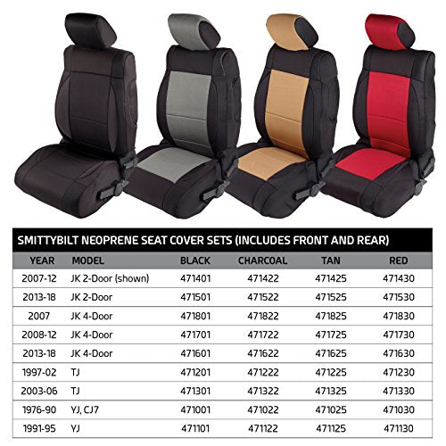 Smittybilt Neoprene Front and Rear Seat Cover Kit (Black/Gray) - 471222