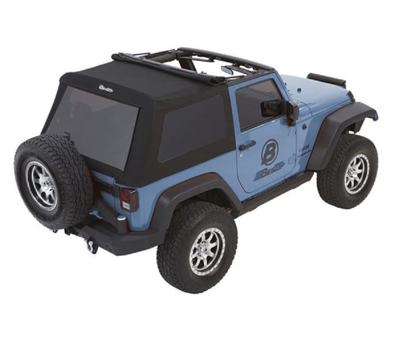 Bestop 5492235 Black Diamond Trektop NX Glide Convertible Soft Top for 2007-2018 Wrangler JK 2-door