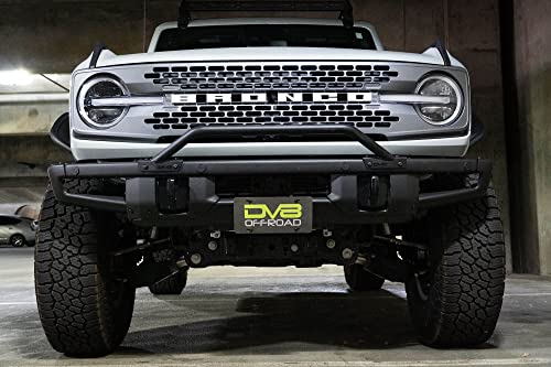 License Plate Relocation Bracket for 2021-2023 Ford Bronco | OEM Steel Front Bumper | Lower Center Mount | Keeps Grille Open | Quick & Easy Installation | DV8 Offroad