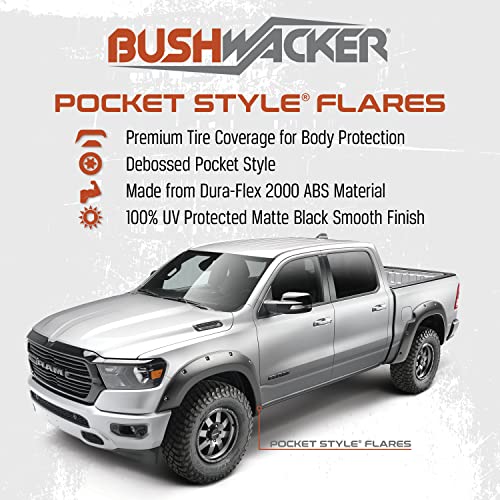 Bushwacker Pocket/Rivet Style Front & Rear Fender Flares | 4-Piece Set, Black, Smooth Finish | 50930-02 | Fits 2019-2022 Ram 2500/3500, (Excludes Dually)