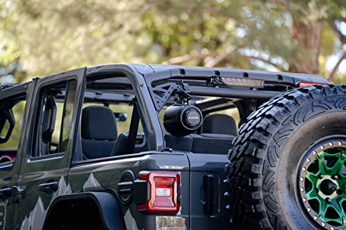 DV8 Offroad Rear Speaker & Light Bar Mount for 2018-2023 Jeep Wrangler JL | Multiple Accessory Mounting Options | Fits Inside Rear Roll Bar | Hard Tops Only