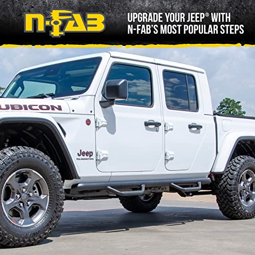 N-Fab Nerf Steps | Textured Black, Wheel-to-Wheel | J1980T | Fits 2020-2023 Jeep Gladiator (JT) 4 Door All Beds, SRW Gas