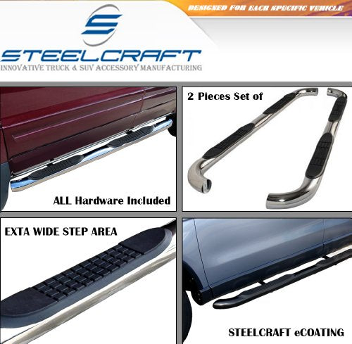 Steelcraft 211070 Compatible with 80-96 Ford Bronco Full Size/F-Series Pick UP-REG.CAB (97 HD Models ONLY) 3" SIDEBARS Black Side Step Nerf Bar Running Board