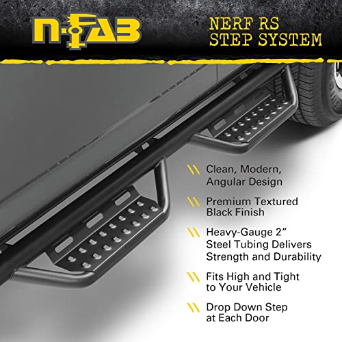 N-Fab Nerf Steps RS | Textured Black, Cab Length | 209418412 | Fits 2009-2015.5 Dodge RAM 1500, 2010-2018 2500 / 3500 / 4500 /5500 Crew Cab All Beds, SRW / DRW Gas / Diesel