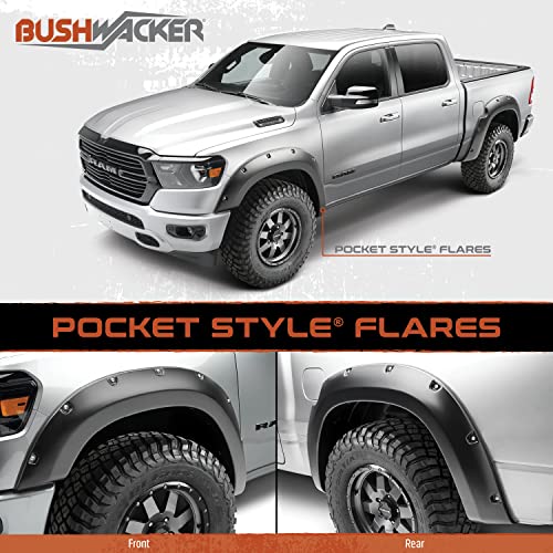 Bushwacker Pocket/Rivet Style Front & Rear Fender Flares | 4-Piece Set, Black, Smooth Finish | 50930-02 | Fits 2019-2022 Ram 2500/3500, (Excludes Dually)