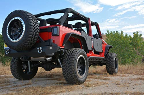 DV8 Offroad | FENDB-06 | Fender Flare Set fits 2007-2018 Wrangler JK | Steel Construction | Flat Top Design | Slim Width | Complete Set of 4