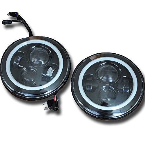 DV8 Offroad | 7" Round Projector LED Headlight with Halo Ring Upgrade Kit for 07-18 Wrangler JK | DOT Compliant