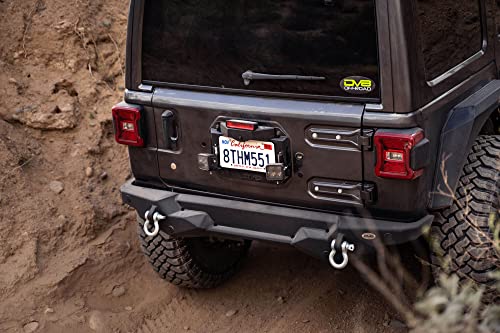 DV8 Offroad Spare Tire Delete Kit for 2018-2022 Jeep Wrangler JL | Includes 2 Pod Light Mounts | Retains OEM Back Up Camera & 3rd Brake Light | License Plate Bracket Included