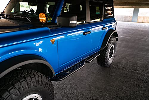 OE Plus Series Side Step for 2021-2023 Ford Bronco | Fits 4-Door Models | Textured Step Pad | Frame Mounted | No Drill Installation | Black Finish | DV8 Offroad