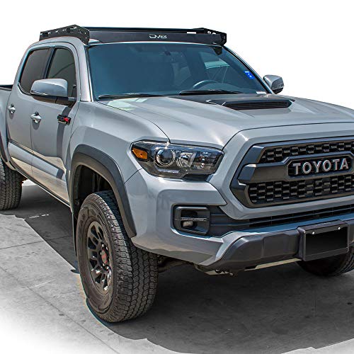 DV8 Offroad | Slotted Aluminum Roof Rack | Compatible with 2016+ Toyota Tacoma Double Cab | Optional Light Mounts | Black Finish