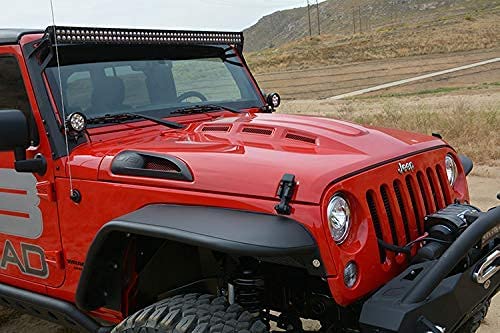 DV8 Offroad HDMB07-02 Heat Dispersion Hood fits 2007-2018 Jeep Wrangler JK | Raised, Dual-vented and Vented Center Cowl | Under-hood Insulation Included