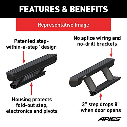 ARIES 3048321 ActionTrac 83-Inch Retractable Powered Running Boards, Select Ford F-150, F-250, F-350, F-450, F-550 Crew Cab