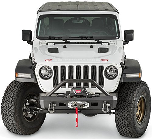 WARN 101330 Elite Series Stubby Front Bumper for Jeep JL Wrangler, with Grille Guard Tube