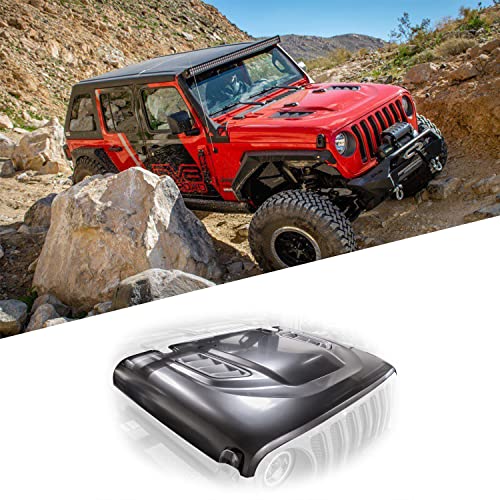 DV8 Offroad | HDMBJL-TA | Hood fits 2018-Current Wrangler JL and 20-Current Gladiator JT | Rubicon Replica Design | Steel Construction | Vented Center | Increased Airflow