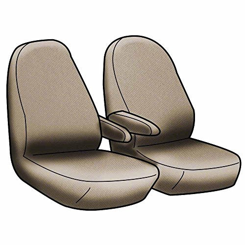 Coverking Custom Fit Front 50/50 Bucket Seat Cover for Select Ford E-Series Models - Neosupreme (Tan with Black sides)