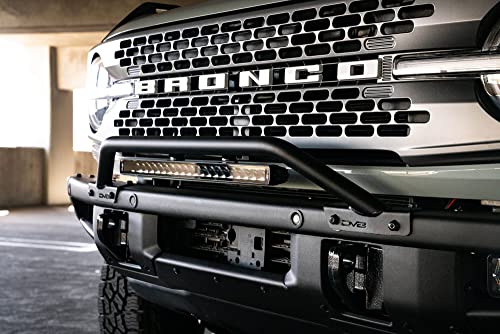 DV8 Offroad Factory Steel Bumper Bull Bar for 2021-2023 Ford Bronco | Low-Profile Design | 2 Adjustable LED Light Mounts | No Drill Installation