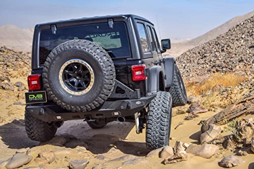 DV8 Offroad | Full Width Rear Bumper for 18-21 Wrangler JL | Flush Mount Lights Included | High Clearance | Black Finish