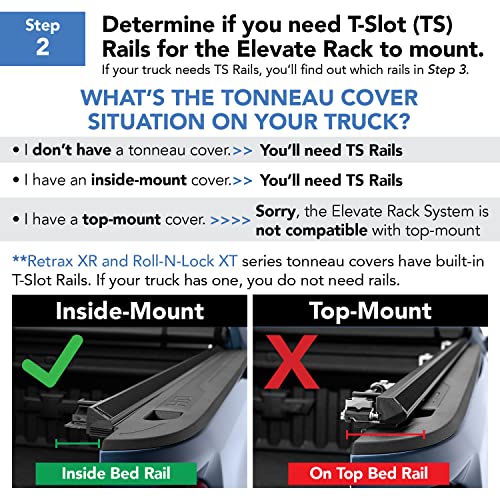 TruXedo Elevate TS Rails | 1118359 | Fits 6'4" to 7' Beds - Standard Short Beds (72" Rail Length) | RAILS & Cleats Only