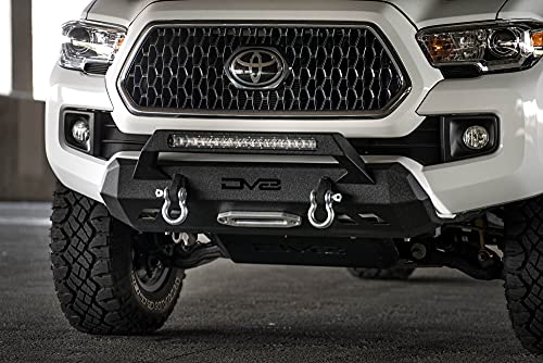 Center Mount Front Bumper for 2016-2023 Toyota Tacoma | No Cutting Required | Winch Mount Included | Integrated Bull Bar | Welded Light Tabs | Optional Light Hoop 20" Slim LED Light Bar | DV8 Offroad