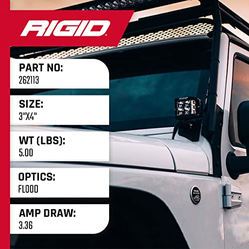 Rigid Industries D-SS PRO Side Shooter, Flood Optic, Surface Mount, Black Housing | Single