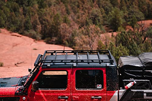 Roof Rack for 2007-2022 Jeep Wrangler JK 4-Door, 2018-2022 Jeep Wrangler JL 2-Door, & 2020-2022 Jeep Gladiator JT | Bolt-On Installation | Multiple Tie Down Points | 200lbs Capacity | DV8 Offroad