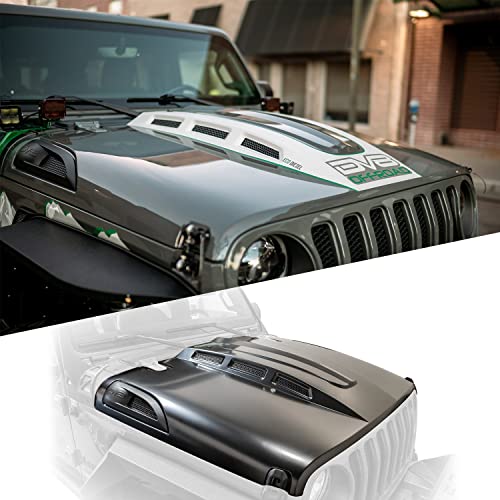 Heat Dispersion Hood fits 2018-2023 Jeep Wrangler JL & 2020-2023 Jeep Gladiator JT | Raised and Vented Center Cowl | Dual-vented for Maximum Air Flow | DV8 Offroad