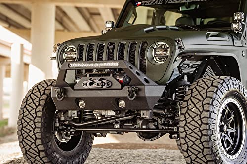 FS-25 Front Bumper for Jeep Wrangler | Stubby Profile | Winch Plate & D-Rings Included | Integrated Bull Bar | Front Bumper Adapter Required for Jeep Wrangler JL & Gladiator JT | DV8 Offroad