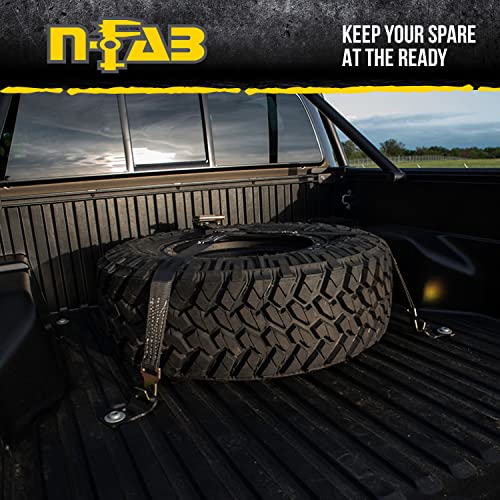 N-Fab Bed Mounted Rapid Strap Tire Carrier With Black Strap | Gloss Black | BM1TSBK | Universal