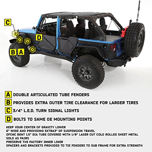 Smittybilt 76838 JK XRC Front Flux Flare