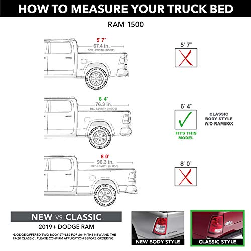 TruXedo Lo Pro Soft Roll Up Truck Bed Tonneau Cover | 546901 | Fits 2009 - 2018, 2019 - 2020 Classic Dodge Ram 1500, 2010-21 2500/3500 6' 4" Bed (76.3")