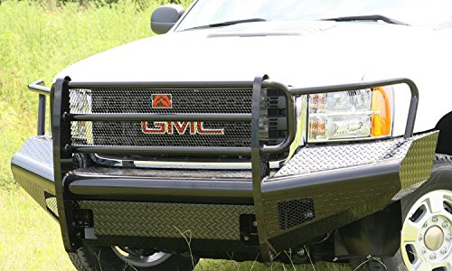 Fab Fours GM11-S2860-1 Black Steel Front Ranch Bumper 2 Stage Black Powder Coated w/Full Grill Guard Incl. Light Cut-Outs Black Steel Front Ranch Bumper