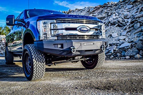 DV8 Offroad | FBFF2-03 | Front Bumper fits 2017-2019 F-250/F-350/F-450 Super Duty Trucks | 3pc Modular Construction | Integrated Winch Mount | Strategic Airflow Cutouts | Auxiliary Light Cutouts