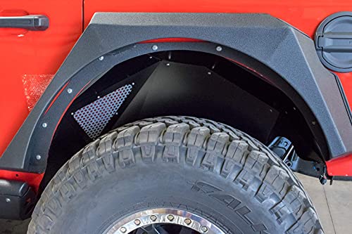 DV8 Offroad |Inner Fender Set for 2018-Current Wrangler JL | Rear Wheel Well Liners | Aluminum Construction | Vented Air Panels | Frame Protection | Anodized Finish | INFEND-03RB