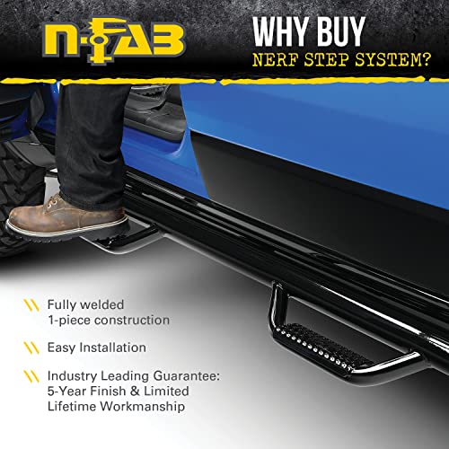 N-Fab Nerf Steps | Textured Black, Wheel-to-Wheel | J1980T | Fits 2020-2023 Jeep Gladiator (JT) 4 Door All Beds, SRW Gas