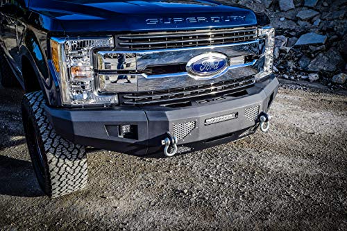 DV8 Offroad | FBFF2-03 | Front Bumper fits 2017-2019 F-250/F-350/F-450 Super Duty Trucks | 3pc Modular Construction | Integrated Winch Mount | Strategic Airflow Cutouts | Auxiliary Light Cutouts