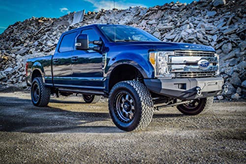 DV8 Offroad | FBFF2-03 | Front Bumper fits 2017-2019 F-250/F-350/F-450 Super Duty Trucks | 3pc Modular Construction | Integrated Winch Mount | Strategic Airflow Cutouts | Auxiliary Light Cutouts