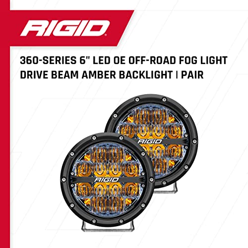 Rigid 36206 (360-Series) 6" LED Off-Road Spot Beam w/Amber Backlight