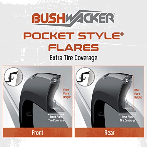 Bushwacker Pocket/Rivet Style Front & Rear Fender Flares | 4-Piece Set, Black, Smooth Finish | 50930-02 | Fits 2019-2022 Ram 2500/3500, (Excludes Dually)