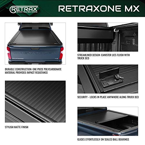 RetraxONE MX Retractable Truck Bed Tonneau Cover | 60481 | Fits 2019 - 2023 Chevy/GMC Silverado/Sierra, works w/ MultiPro/Flex tailgate (Not Compatible w/Carbon Pro bed) 5' 10" Bed (69.9")