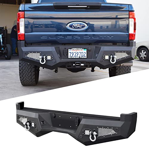 Steel Rear Bumper for 2017-2021 Ford F-250 & F-350 | Includes 2 Flush Mount LED Cube Lights | Retains Access to Spare Tire | 2 Shackle Recovery Points | DV8 Offroad